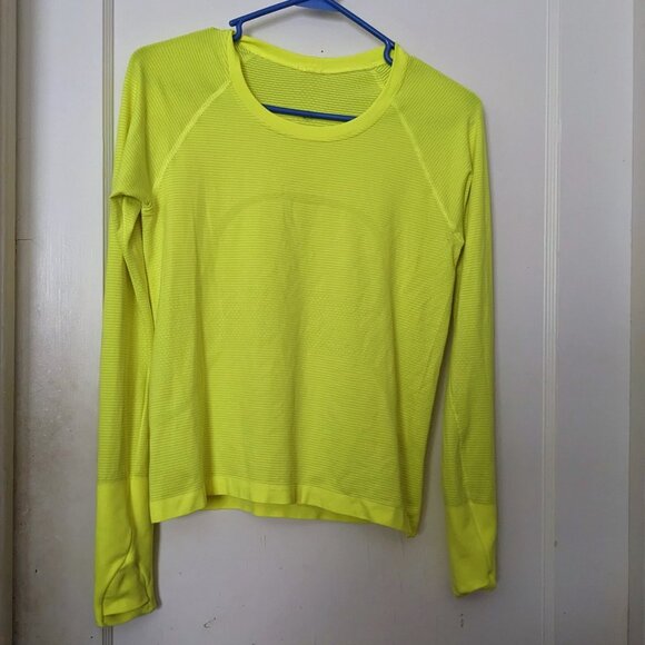 Lululemon Swiftly Tech Long Sleeve Shirt 2.0 Race Length Highlight Yellow Size 8 - Picture 5 of 9